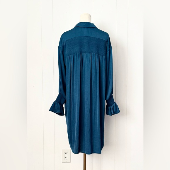 Maje Rebano Chemise Bleu Button Up Satin Shirt Dress Size 1 USA Women’s Small - Picture 5 of 8